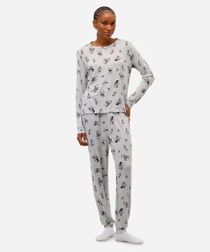 pijama longo feminino snoopy cinza