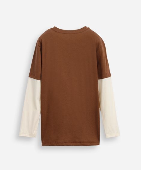 blusa de algodão infantil manga longa brooklyn marrom