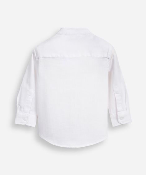 camisa infantil manga longa gola padre azul claro - off white