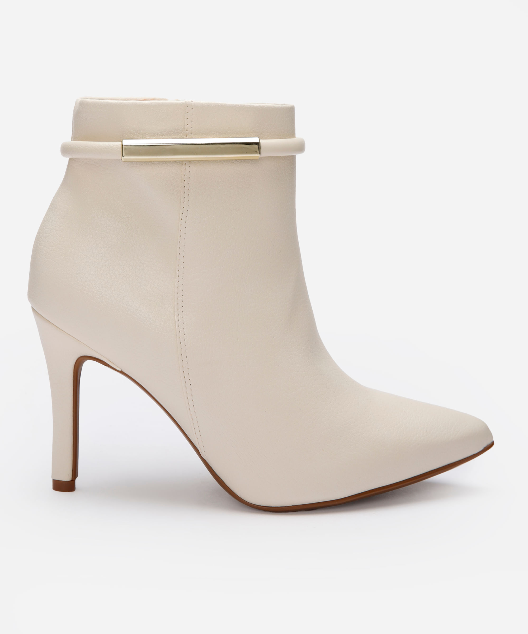 bota feminina cano curto bico fino vizzano off white