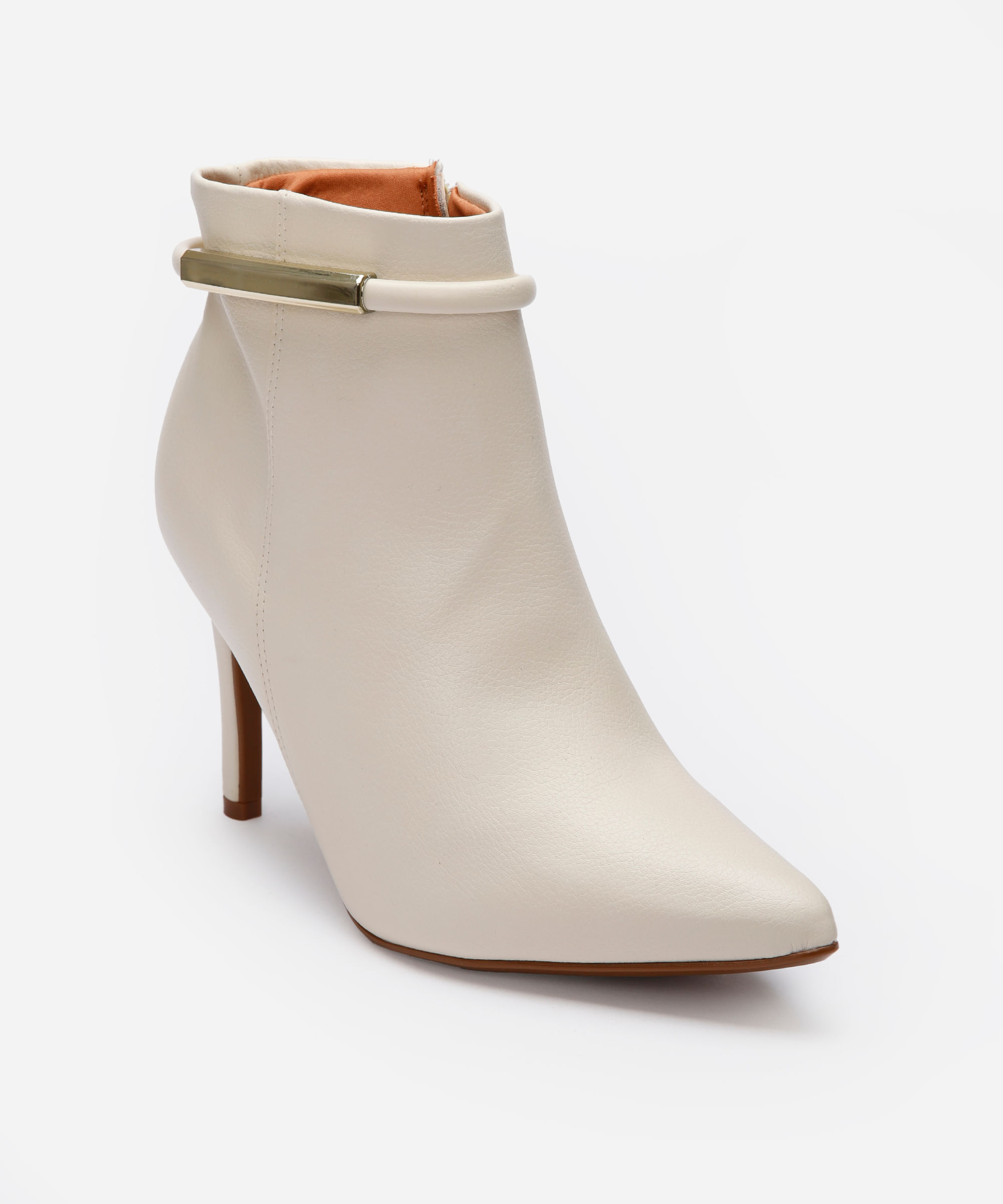 bota feminina cano curto bico fino vizzano off white