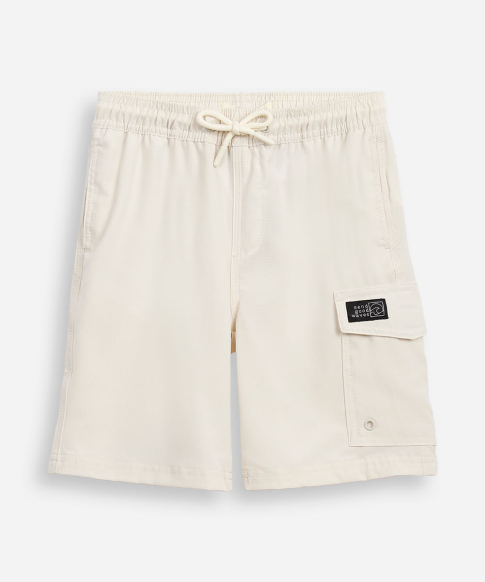 bermuda infantil com bolsos bege