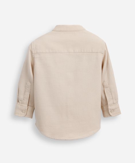 camisa infantil manga longa gola padre bege