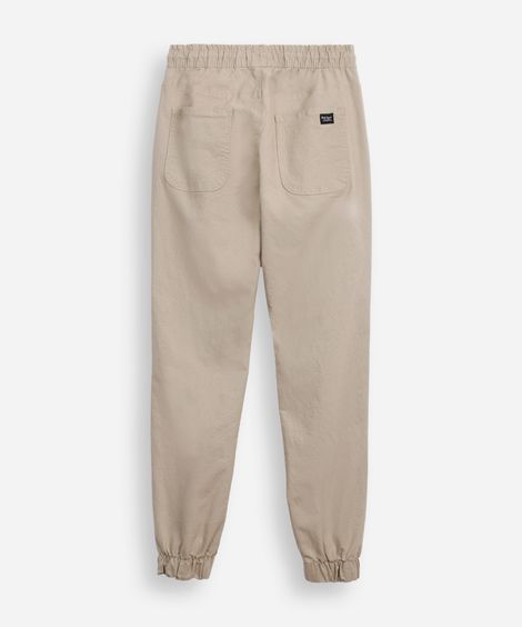 calça jogger juvenil de sarja cós com elástico bege