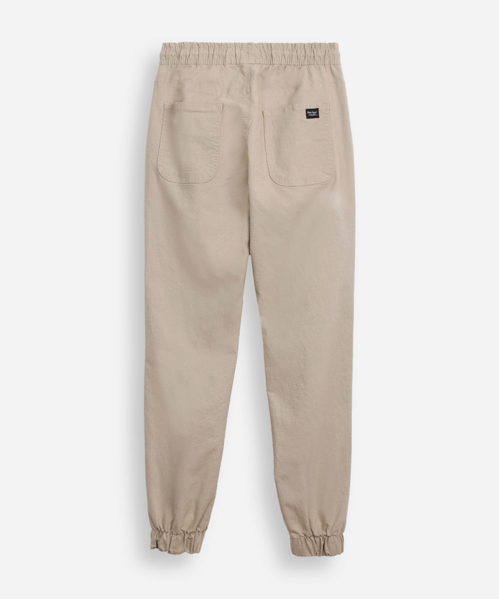 calça jogger juvenil de sarja cós com elástico bege