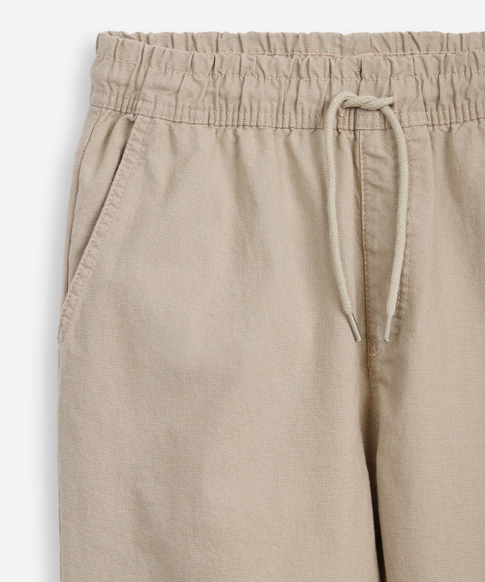 calça jogger juvenil de sarja cós com elástico bege