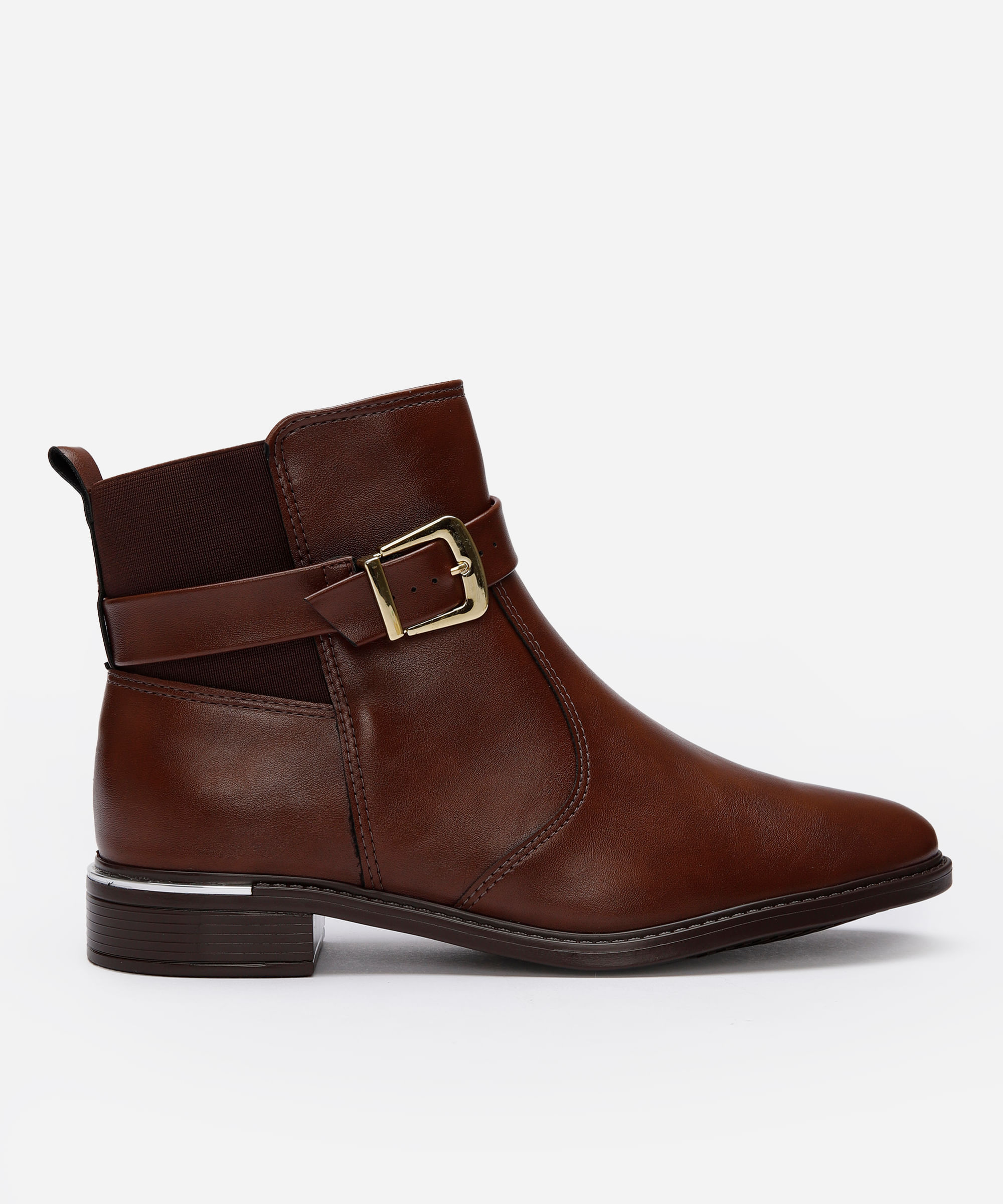 bota chelsea feminina com fivela vizzano marrom