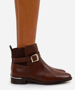 bota chelsea feminina com fivela vizzano marrom