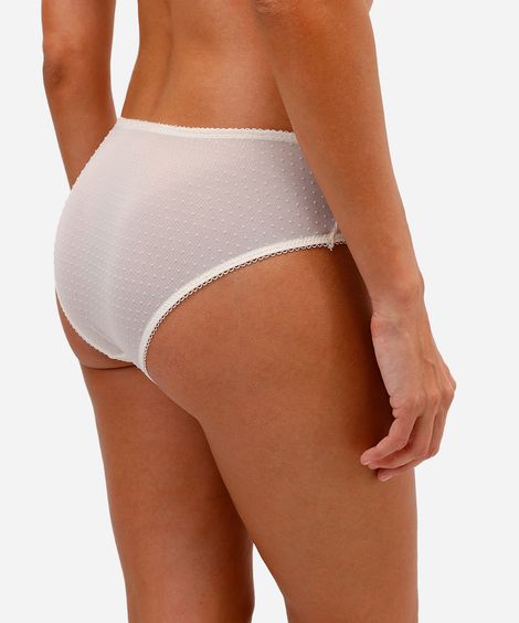 calcinha caleçon feminina com renda off white