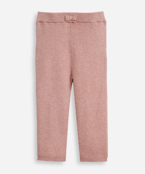 calça legging infantil de tricot canelada rosa