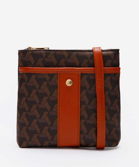bolsa feminina transversal geométrica marrom