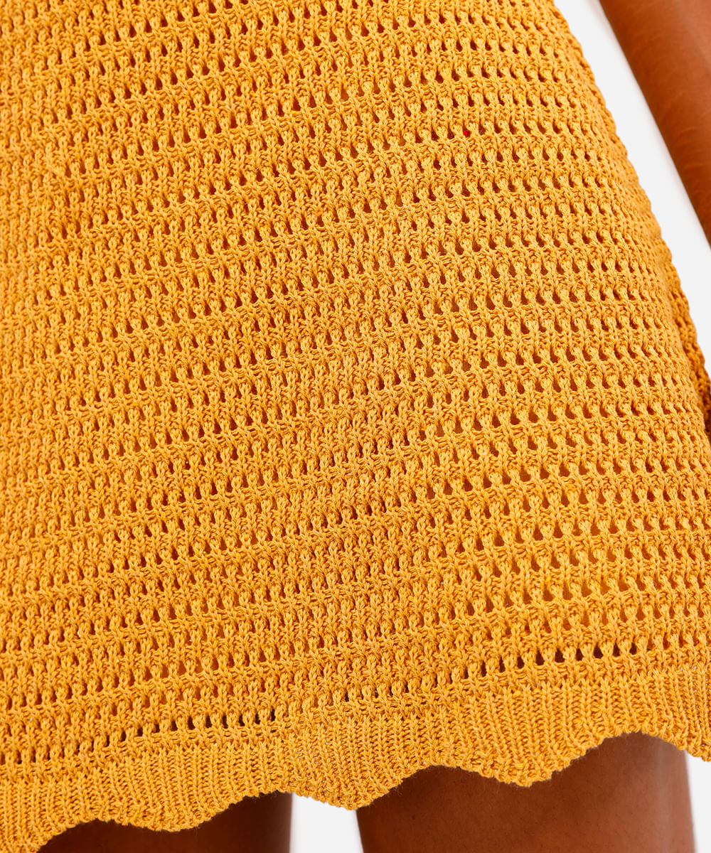 minissaia feminina de tricot vivi olimo amarela