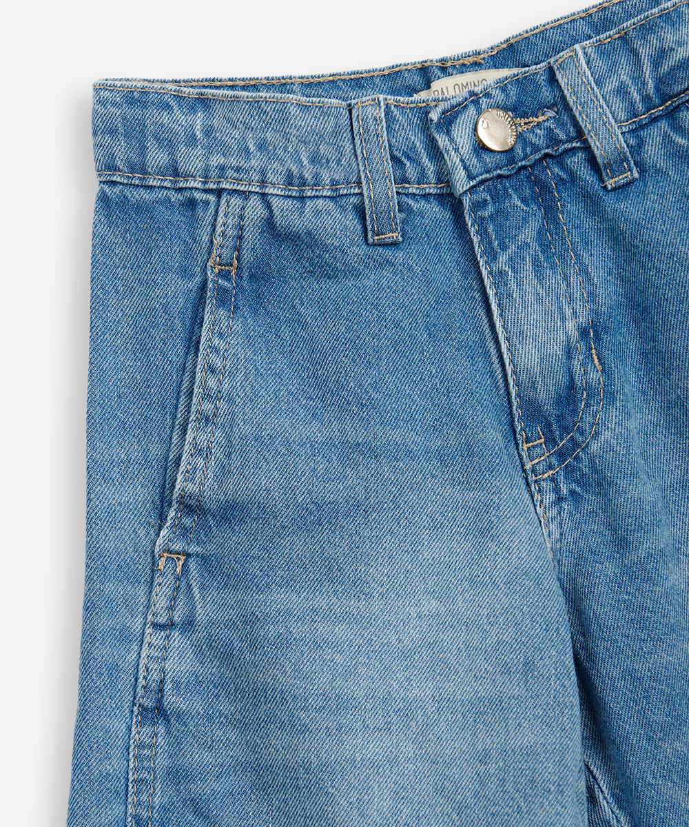 calça balloon infantil jeans azul