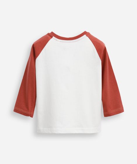 blusa de algodão infantil manga raglan stay wild off white