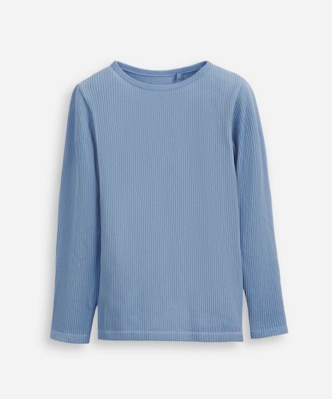 blusa canelada infantil manga longa azul