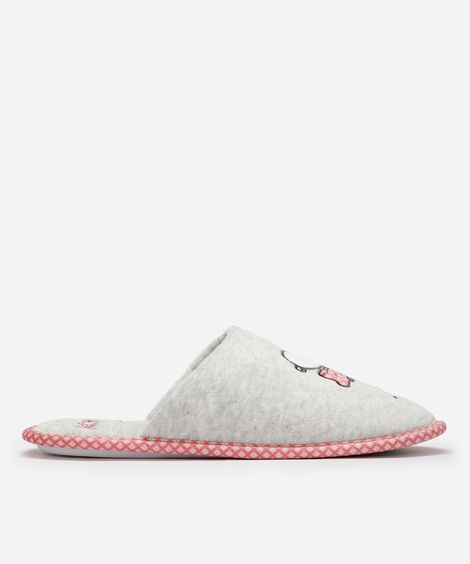 pantufa feminina snoopy com antiderrapante cinza