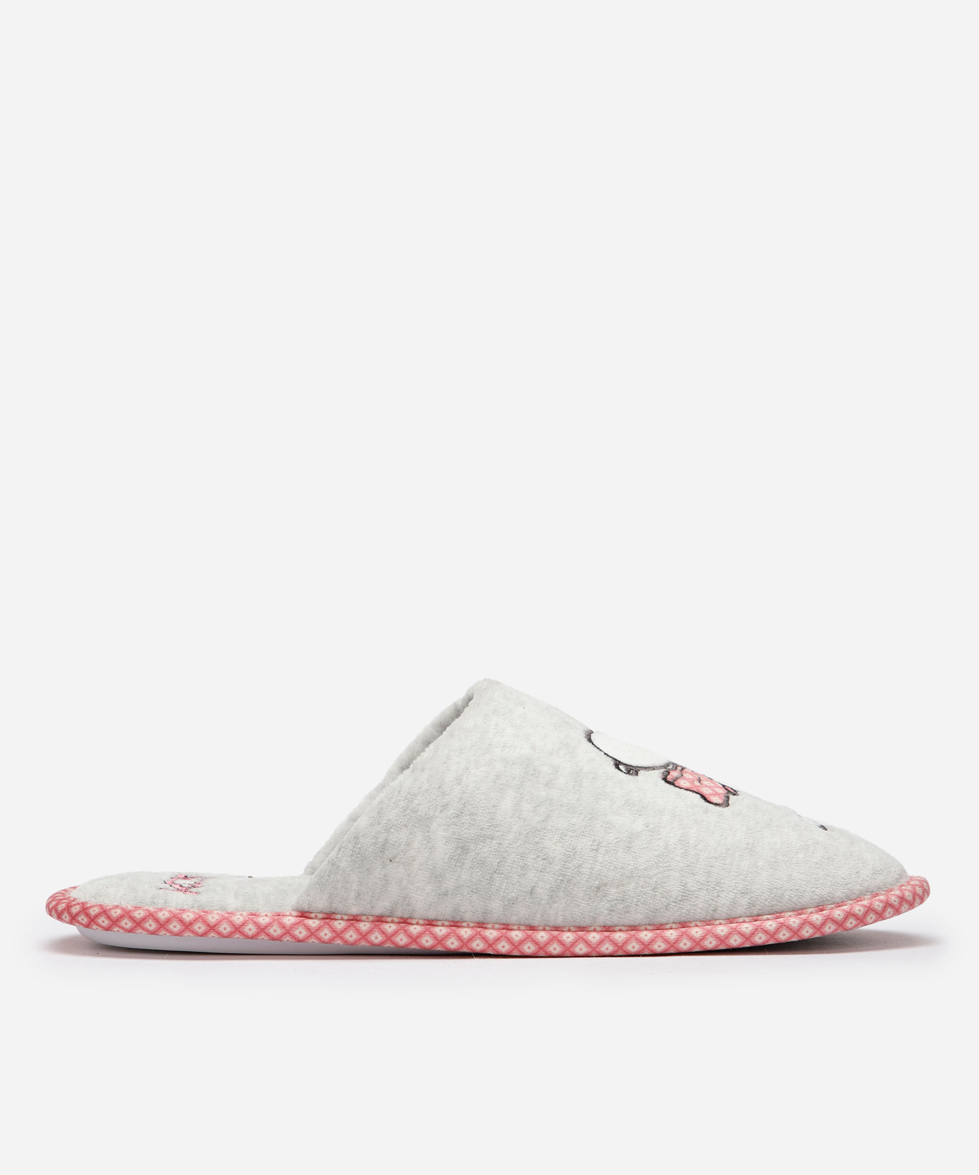 pantufa feminina snoopy com antiderrapante cinza