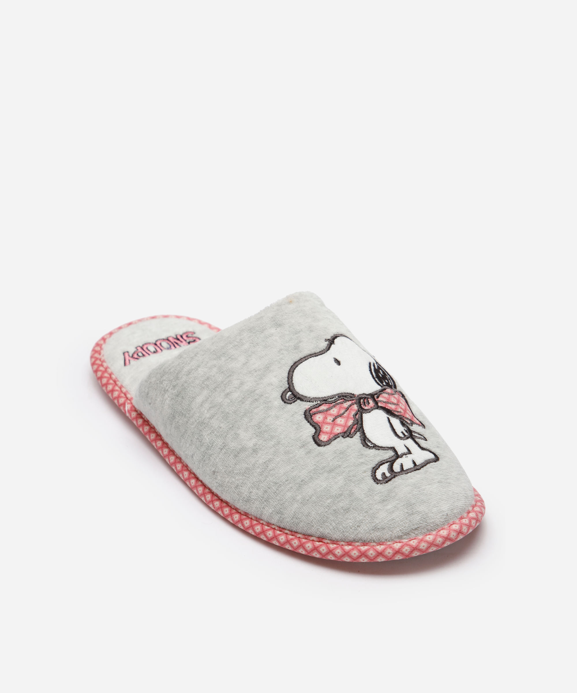 pantufa feminina snoopy com antiderrapante cinza
