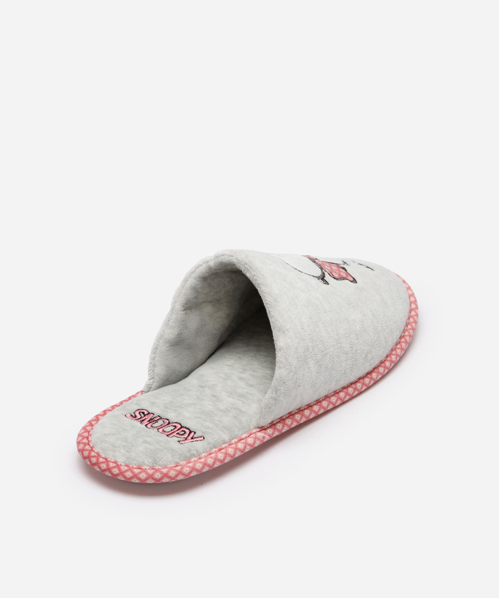 pantufa feminina snoopy com antiderrapante cinza
