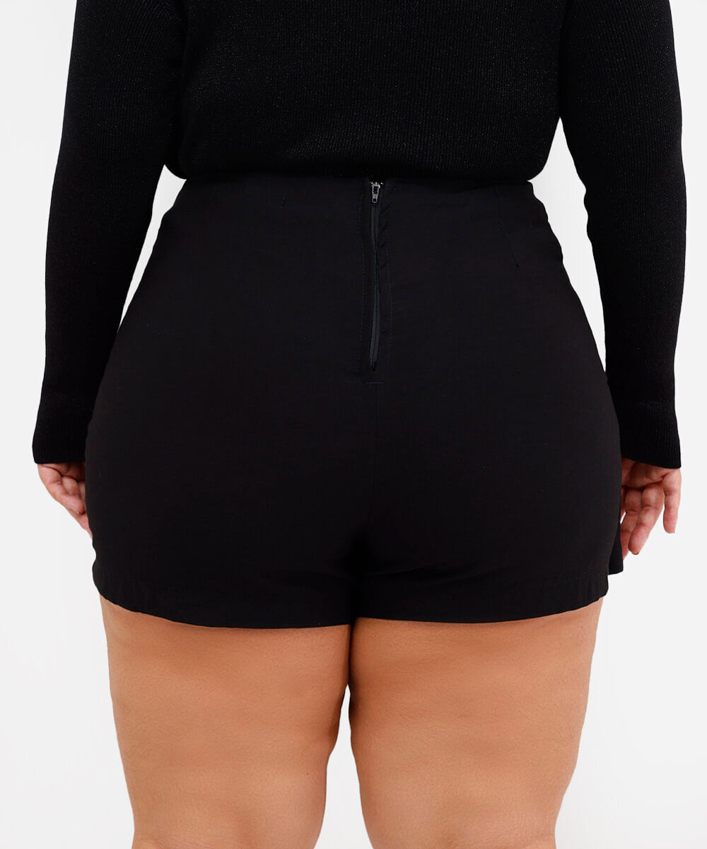 short saia feminino de viscose plus size preto