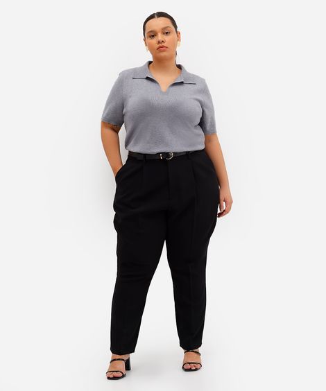 calça feminina de alfaiataria com cinto plus size preta