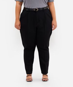 calça feminina de alfaiataria com cinto plus size preta