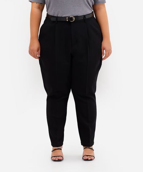 calça feminina de alfaiataria com cinto plus size preta