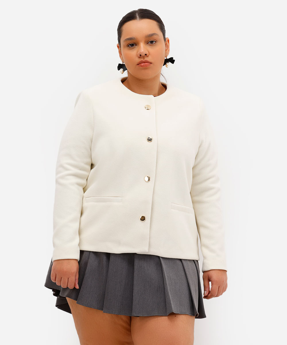 casaco feminino texturizado plus size off white