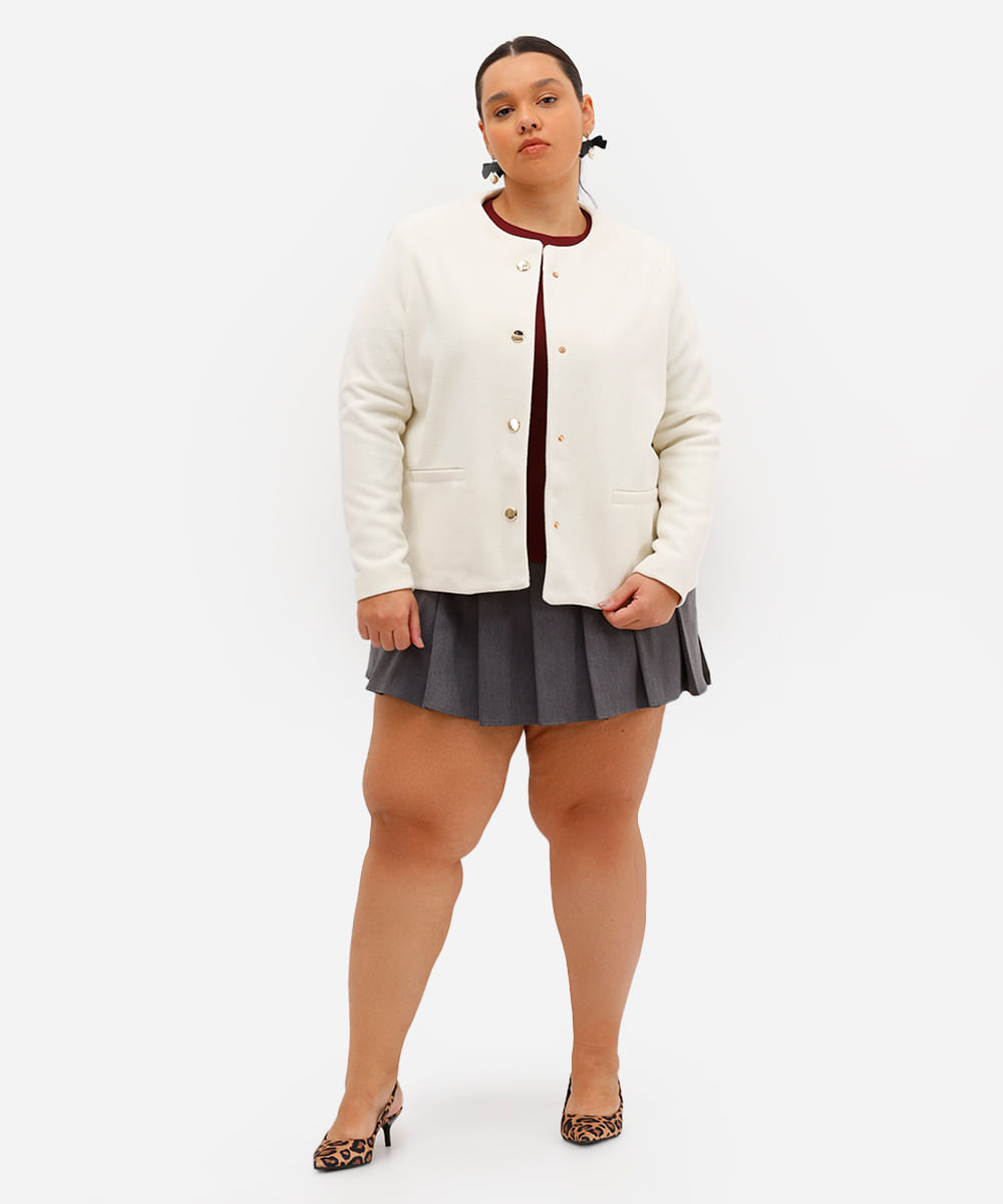 casaco feminino texturizado plus size off white