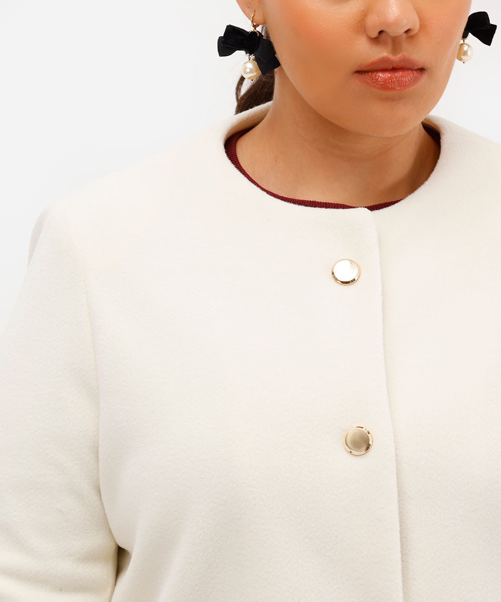 casaco feminino texturizado plus size off white
