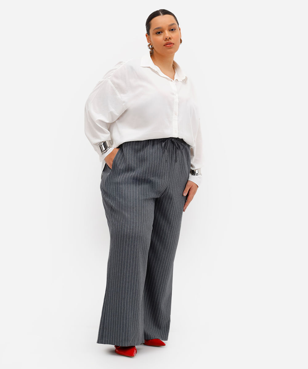 camisa oversized feminina de algodão manga longa plus size off white