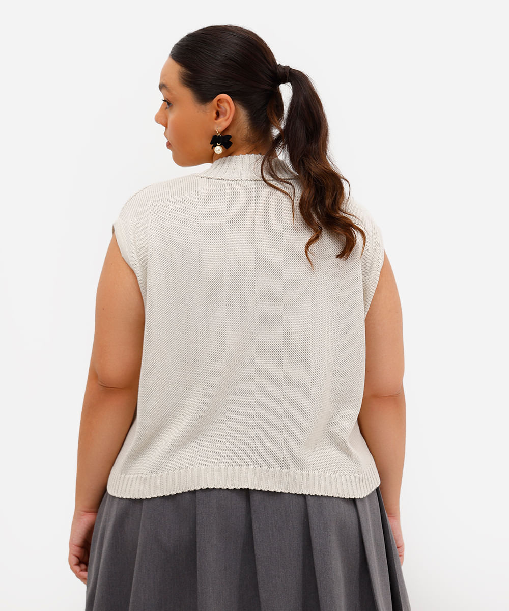 regata muscle feminina de tricot plus size bege