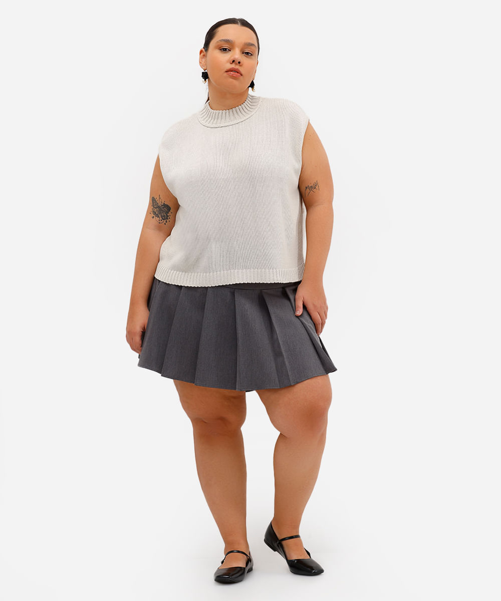 regata muscle feminina de tricot plus size bege