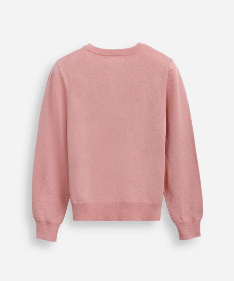 cardigan de tricot infantil com lurex rosa