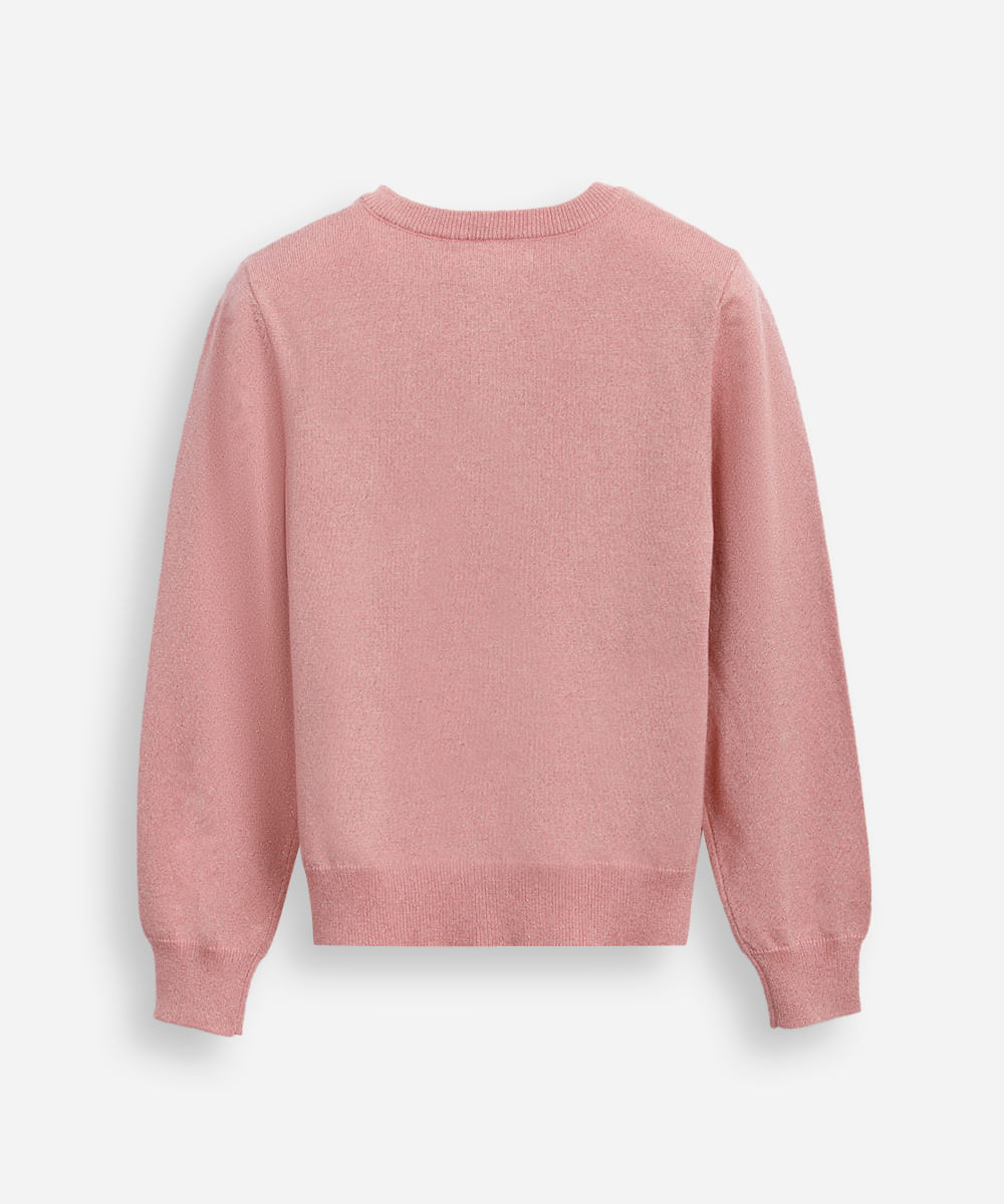 cardigan de tricot infantil com lurex rosa