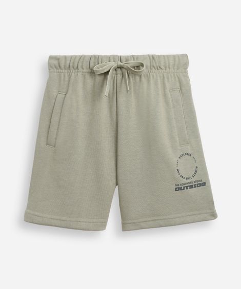 short reto infantil de algodão cós com elástico verde
