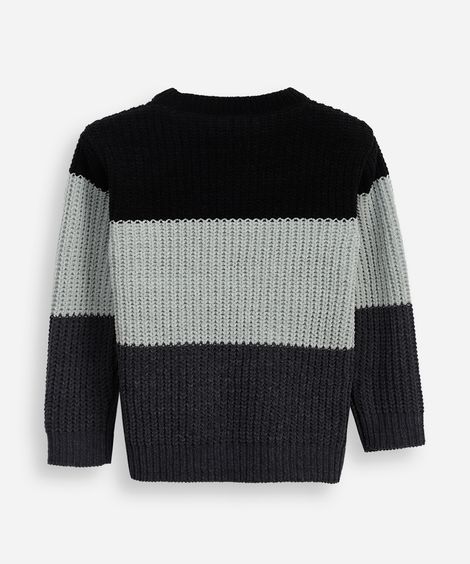 suéter de tricot infantil texturizado e listrado cinza