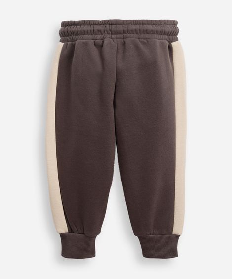 calça jogger de moletom infantil com listra cinza