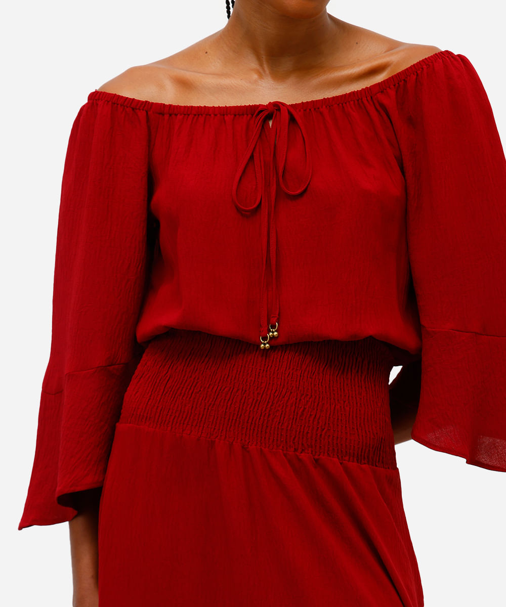 vestido midi ombro a ombro feminino texturizado vinho