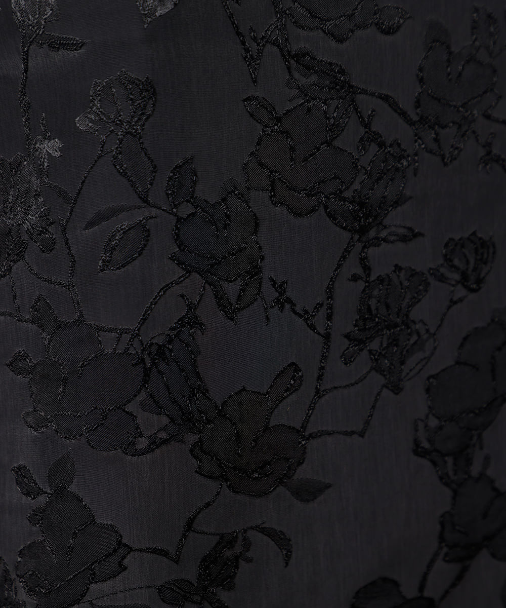 saia midi feminina acetinada floral mindset preta