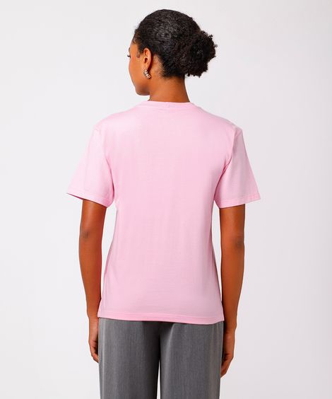 camiseta básica de algodão mindset rosa