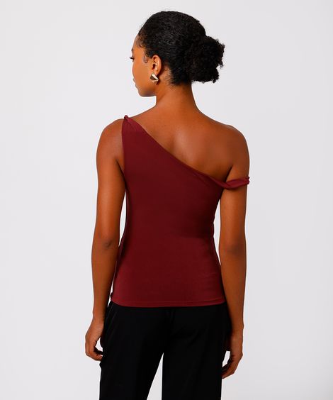 blusa feminina decote assimétrico mindset vinho