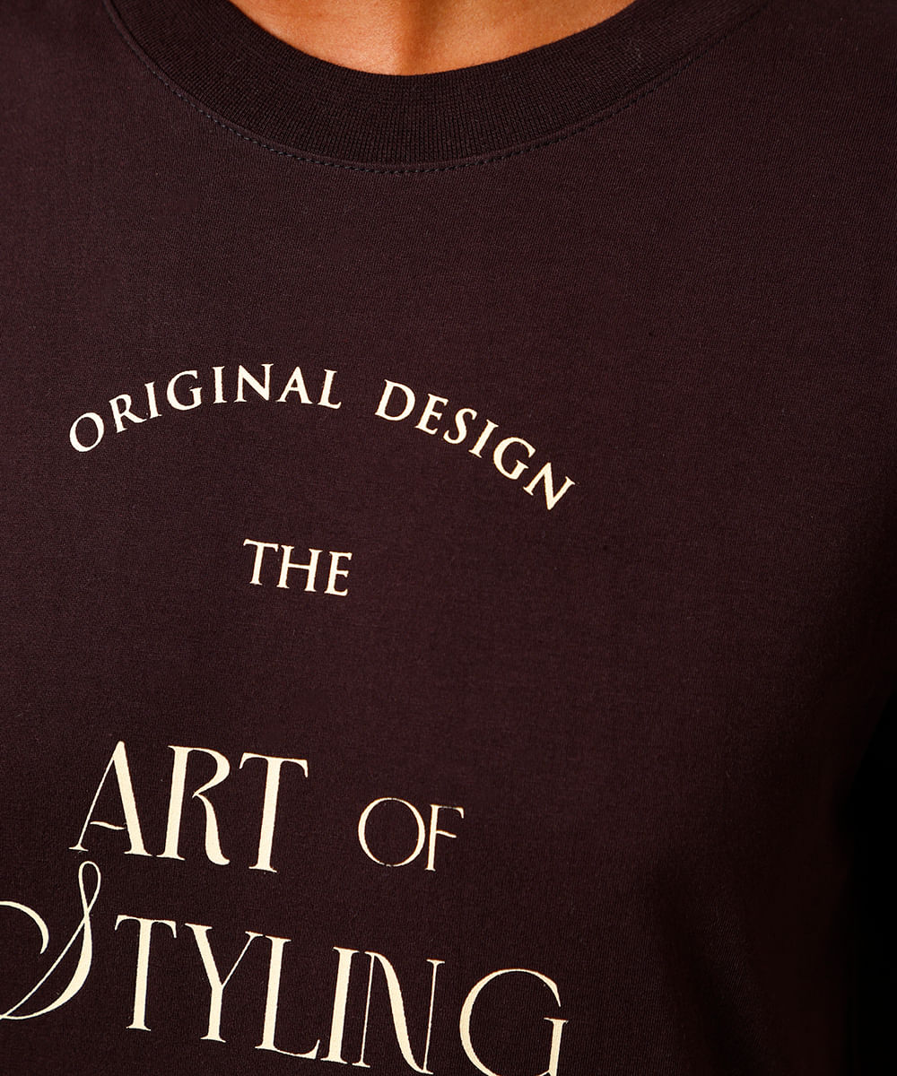 camiseta feminina de algodão art of styling mindset marrom