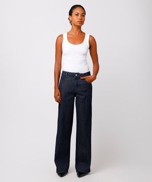 calça copenhagen feminina jeans risca de giz mindset azul