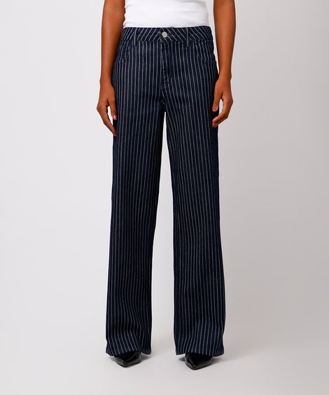 calça copenhagen feminina jeans risca de giz mindset azul