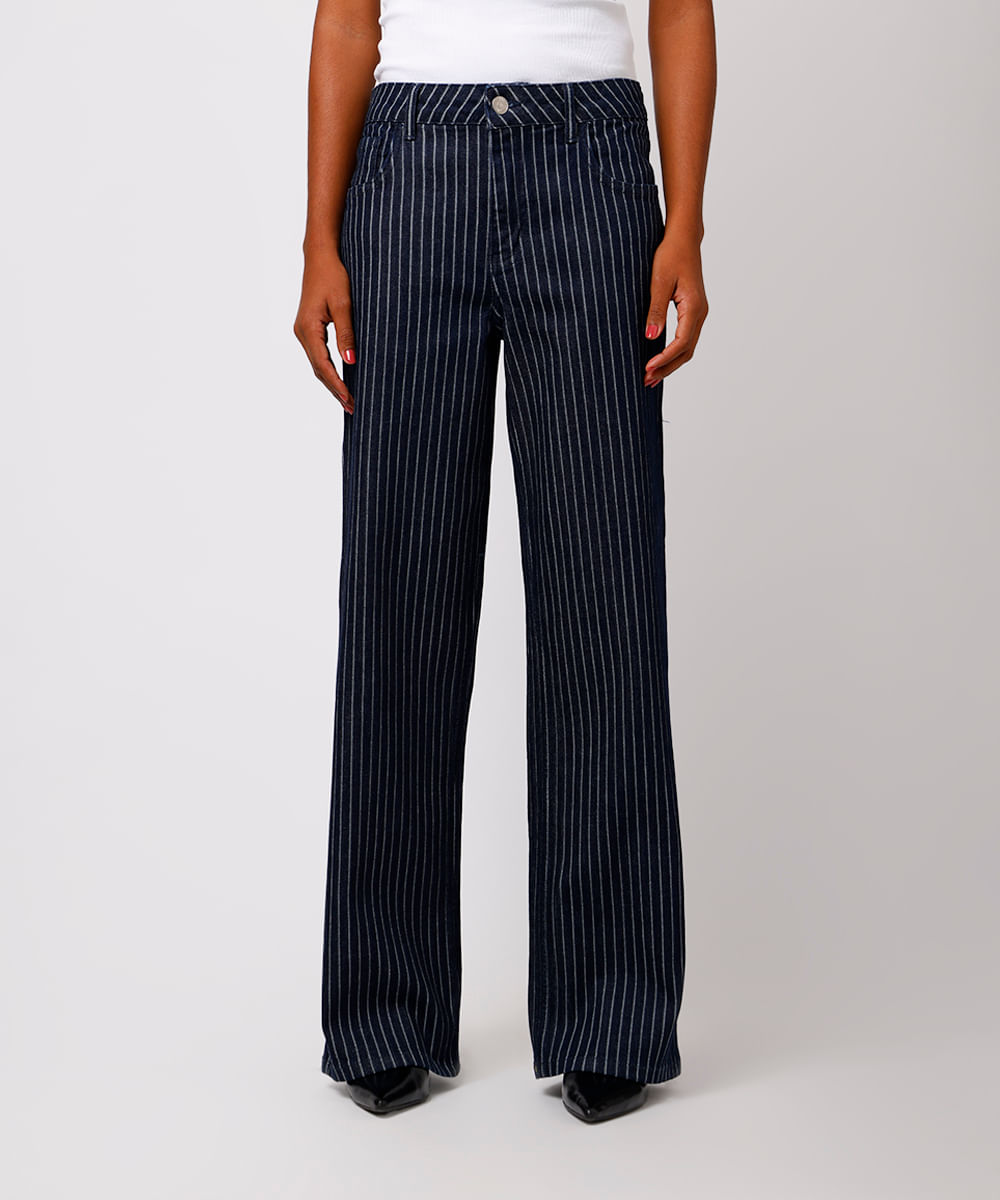 calça copenhagen feminina jeans risca de giz mindset azul