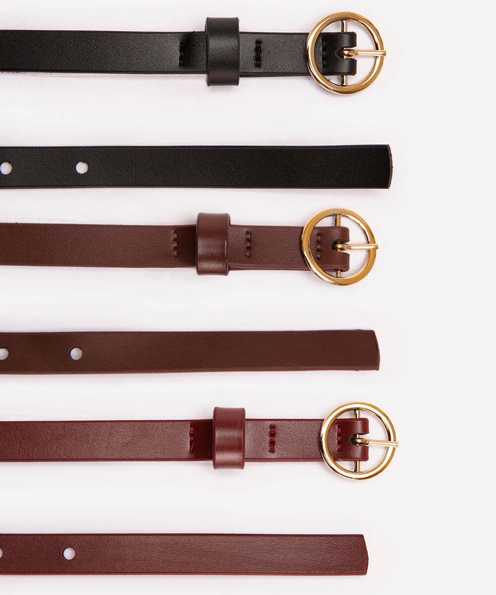 kit de 3 cintos fivela redonda colorido