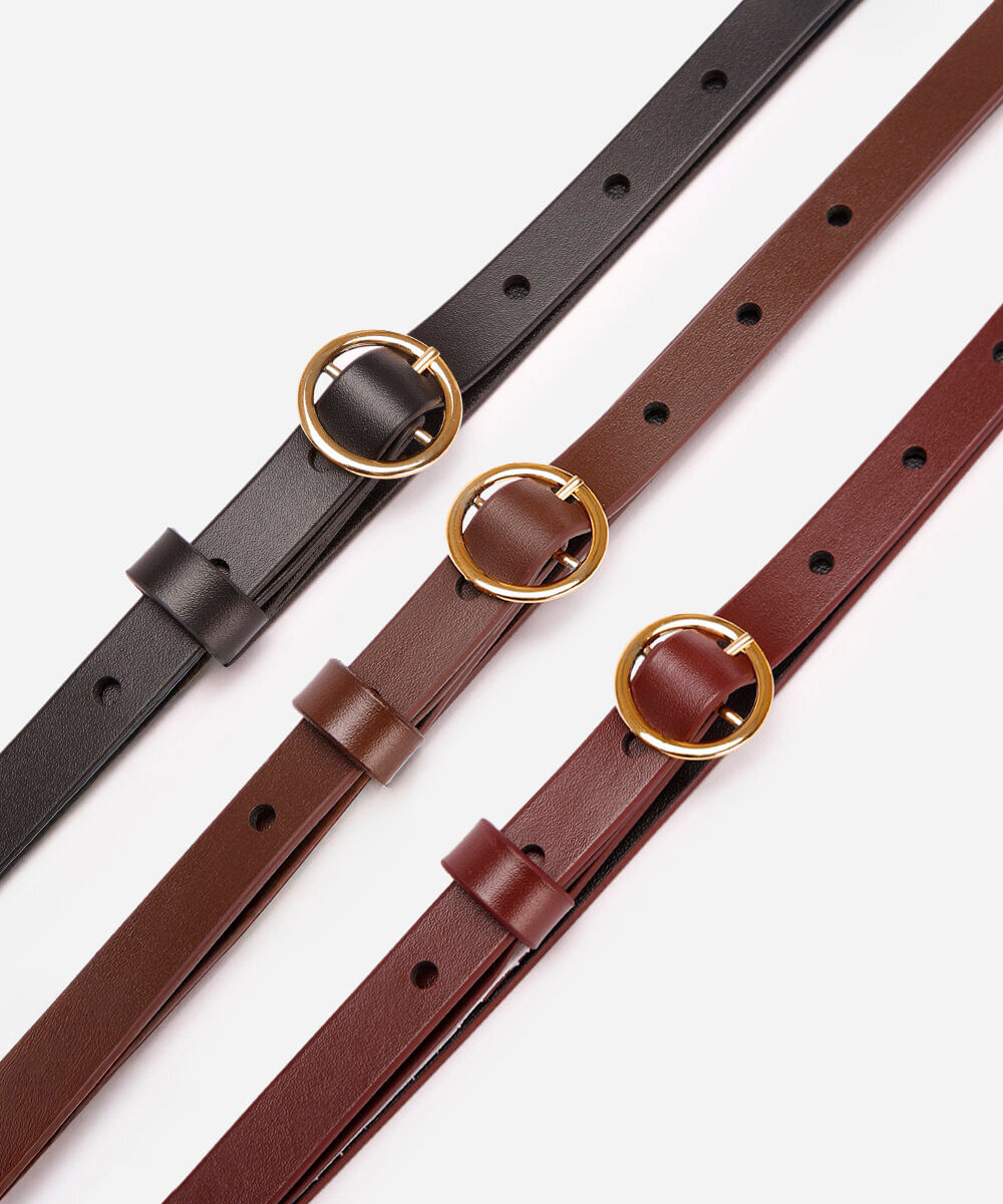 kit de 3 cintos fivela redonda colorido