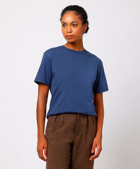 camiseta básica de algodão mindset azul