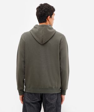 jaqueta básica masculina de moletom com capuz verde